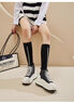 QIPUSEN品牌高幫鞋女厚底真皮休閑小白鞋女2025秋冬季新品女鞋百搭鞋子女 黑色 34 曬單實(shí)拍圖