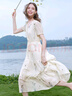 百圖betu女裝2025夏季新款短袖連衣裙重工刺繡文藝連衣裙裙子2507T67 杏色 L 曬單實(shí)拍圖