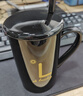 共禾京品馬克杯陶瓷杯子咖啡杯情侶茶杯男女大容量380ml 帶勺帶蓋(黑色) 曬單實拍圖
