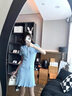 蔻伊婭（Kouyiya）品牌女裝新品藍色連衣裙小個(gè)子夏天2025夏季氣質(zhì)收腰顯瘦百褶裙子 霧霾藍 M 曬單實(shí)拍圖