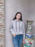 AIGOUGRT連帽衛(wèi)衣女秋季新款女士衣服時尚洋氣寬松顯瘦休閑長袖上衣女秋天 灰色 加絨 M 曬單實拍圖
