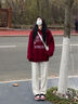 NASA BASE休閑褲男春夏季新款潮牌寬松運(yùn)動(dòng)直筒褲男學(xué)生簡(jiǎn)約百搭長(zhǎng)褲子男 杏色（百分之90顧客選擇） XL （建議125-150斤） 曬單實(shí)拍圖