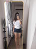 鉑吶苓牛仔超短褲女夏季大碼美式復(fù)古低腰顯瘦卷邊時(shí)尚百搭性感包臀熱褲 性感卷邊牛仔短褲【藍(lán)灰色】 M 98-108斤 曬單實(shí)拍圖