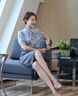 法舒琳藍色套裝女短袖夏職業(yè)正裝教師穿搭公務員服裝事業(yè)編面試套裝 藍色蝴蝶結上衣+灰色直筒裙【套 M 建議92-105斤 曬單實拍圖
