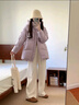 范思藍(lán)恩泡芙羽絨服2024冬裝加厚保暖中長款繭型小個子外套14100 石楠紫（一手長） M 曬單實拍圖