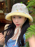 小野七天可愛碎花雙面漁夫帽女春夏季日系水桶盆帽遮陽春游帽子旅游黃色 淡黃色 均碼 （56-58cm） 曬單實(shí)拍圖