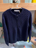 Navigare意大利小帆船女士毛衣秋冬休閑簡(jiǎn)約純羊毛絞花針織衫通勤時(shí)尚開(kāi)衫 海軍藍 M 曬單實(shí)拍圖