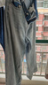 百圖betu女裝2025夏季新款牛仔褲洗水毛邊九分闊腿褲褲子女褲2503T87 淺牛仔藍(lán) L 曬單實(shí)拍圖