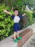 巴帝巴帝夏季嬰幼兒童純棉t恤短褲套裝男女童寶寶套裝 寶藍(lán) 吉他獅子 130 曬單實拍圖