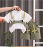 【男童夏季套裝】新款兒童裝洋氣小孩夏天短袖衣服寶寶痞帥夏 苔綠色 常規 90 曬單實(shí)拍圖