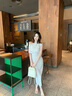 RICH IN CHEESE舒胡蕾 優(yōu)雅月光 一裙三穿高定彈力顯瘦抽褶連衣裙 灰杏色長裙【三穿版】 S （100斤以內(nèi)） 曬單實拍圖