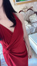 歐貝汐新中式復(fù)古掛脖連衣裙女2025春夏蕾絲開(kāi)衫兩件套套裝裙紅色吊帶開(kāi) 吊帶裙 M 曬單實(shí)拍圖
