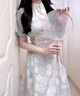 衣然呈品連衣裙女夏季新款美式高街潮牌立領(lǐng)盤扣綁帶旗袍修身碎花長裙子女 碎花連衣裙 M 【建議90-105斤】 曬單實(shí)拍圖