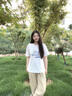 真維斯（JEANSWEST）白色短袖t恤女士夏季2025新款韓版爆款寬松休閑圓領(lǐng)純棉上衣半袖 白色 開放的花朵 L 曬單實(shí)拍圖