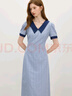 范思藍(lán)恩格紋miu系學(xué)院風(fēng)連衣裙2025夏季新款少女氣質(zhì)通勤2699 海鹽梔子藍(lán) L 曬單實拍圖