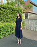 薇洛萱2025夏季新款時(shí)尚純色連衣裙女裝氣質(zhì)減齡顯瘦中長(zhǎng)款夏天裙子1020 藏藍(lán)色 2XL 建議125-134斤 曬單實(shí)拍圖
