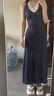 法式蕾絲掛脖V領(lǐng)碎花連衣裙女2025夏季新款收腰設計感度假長(cháng)裙子 藏青色 M 曬單實(shí)拍圖