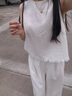 本澀 BSIEE2025夏季新款趙昭儀明星同款毛邊后系裝復(fù)古長(zhǎng)袖圓領(lǐng)兩件套女 米黃色 S 曬單實(shí)拍圖