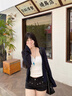 SNYDER WEAR新款針織開(kāi)衫女秋季百搭開(kāi)衫女裝百搭衣服氣質(zhì)感吊帶外搭上衣 藏青色 薄款 S 建議（70-90斤） 曬單實(shí)拍圖