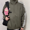 adidas情侶款復(fù)古風(fēng)梭織立領(lǐng)夾克外套男女阿迪達(dá)斯官方三葉草 巖層橄欖綠 M 曬單實(shí)拍圖