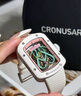 CRONUSART克洛斯碳素女士名牌手表潮流時尚鏤空機(jī)械腕表七夕禮物送女友 椰子白 曬單實拍圖