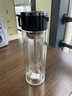 慕馨（moosen）水杯男士大容量玻璃杯商務(wù)泡茶杯子雙層玻璃杯耐高溫定制LOGO 【破損包賠】黑色350ML單杯 曬單實(shí)拍圖