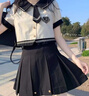 澄殼浩浩女童jk套裝女學生學院風甜美服裝日系水手學生短袖百褶裙夏天服裝 上衣+裙子 關注+領帶 160 S 【建議60-90斤】 曬單實拍圖