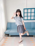 舟喜女大童裙子夏季初中生2025新款女童洋氣jk裙女孩夏裝學(xué)院風(fēng)套裝裙 灰色 140 【建議身高 130-140cm 】 曬單實(shí)拍圖