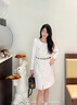 她芙（tafu）品牌女裝長(cháng)袖小香風(fēng)連衣裙女2025春秋新款小個(gè)子名媛收腰顯瘦裙子 白色 M 曬單實(shí)拍圖