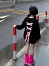 黑色衛(wèi)衣女童春秋2025新款兒童春款洋氣蝴蝶結(jié)上衣女大童潮酷衣服 黑色 150 曬單實(shí)拍圖