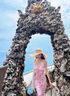 逸兼蕾絲邊碎花吊帶連衣裙女夏日小清新性感V領(lǐng)長款連衣裙修身直筒裙 微彈修身碎花裙【粉紅色】 M 修身微彈 曬單實拍圖