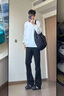 杉努黑色直筒微喇牛仔褲男款春秋季美式高街vibe褲子寬松顯瘦彎刀長(cháng)褲 G150黑色 XL （建議130-155斤） 曬單實(shí)拍圖