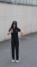 JEEP SPIRIT吉普排扣褲子男士潮牌潮流夏季直筒寬松薄款闊腿高街休閑九分褲 DKK41黑色 XL 125~145斤可穿 曬單實拍圖
