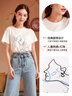Olrain歐芮兒夏裝新款短袖T恤女圓領(lǐng)白色網(wǎng)紗上衣寬松顯瘦內(nèi)搭打底 白色 M 曬單實拍圖
