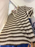 百圖betu女裝2025春夏新款T恤條紋立體愛心珠子刺繡短袖女2502T17 咖條紋 L 曬單實(shí)拍圖