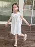 巴帝巴帝夏季嬰幼兒連衣裙子女童寶寶公主裙背心沙灘裙 米白 小兔花叢 130 曬單實拍圖