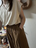 FEISIMI休閑套裝女兩件套2025年新款時(shí)尚女士夏季小個(gè)子氣質(zhì)女裝衣服褲裙 杏色上衣+褐色裙褲 M 【推薦90-100斤】 曬單實(shí)拍圖