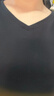 啄木鳥休閑簡約純色棉短袖t恤女V領(lǐng)寬松正肩百搭上衣夏 黑色 XL  曬單實(shí)拍圖
