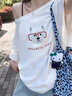 斜肩潮流短袖t恤女夏季2025年新款顯瘦慵懶松弛感半袖露肩上衣服 白色 M 曬單實拍圖