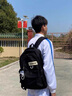 回力雙肩包男士2025新款百搭大容量大學(xué)生背包女生簡(jiǎn)約初中生高中書(shū)包 黑色【帶棋盤(pán)熊掛件】 曬單實(shí)拍圖