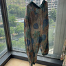 蘑菇同學(xué)苧麻印花休閑褲女寬松女褲新款夏裝復(fù)古顯瘦燈籠褲盤扣薄款七分褲 綠色圓圈花 XXL【建議145-165斤】 曬單實(shí)拍圖