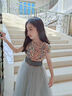 乖奇奇（ALERTCHYCHY）兒童禮服公主裙花童婚紗小女孩生日主持人高端女童鋼琴演出服大童 灰色長(zhǎng)款無(wú)袖01-C2 130cm(130cm) 曬單實(shí)拍圖