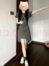 妙奕嘉a字連衣裙裙子女夏季2026新款小個(gè)子氣質(zhì)套裝遮肚子大碼高級氣質(zhì) 圓領(lǐng)茶歇法式灰色收腰短袖連衣裙 L 【建議95-105斤】 曬單實(shí)拍圖