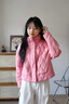 波司登（BOSIDENG）2025新款輕薄羽絨服女短款90絨立領(lǐng)菱格寬松時(shí)尚外套B250135326 子黛粉|1738 XS 155/80A 體重約110以?xún)?曬單實(shí)拍圖