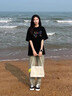 回力正肩短袖t恤女夏2025新款透氣純棉半袖大碼胖mm顯瘦遮肚黑色半袖 曬單實拍圖