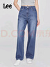 Lee25春夏新品429標(biāo)準(zhǔn)中腰直腳五袋款天絲深藍(lán)色女牛仔褲涼涼褲 曬單實(shí)拍圖