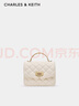 CHARLES&KEITH25秋季新品菱格鏈條手提斜挎包小方包包女包七夕禮物CK2-50701608 Cream奶白色 S 曬單實拍圖