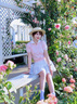 ELAND【夏日云朵衫】衣戀針織T恤女假兩件娃娃領(lǐng)正肩短袖25夏新款 淺粉色(26)L/Pink M /165 曬單實(shí)拍圖