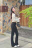 俞兆林（YUZHAOLIN）微喇叭西裝休閑褲女2025春夏新款垂感西裝高腰顯瘦顯高喇叭長褲 黑色 M 建議100-112斤 曬單實拍圖
