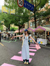 DPLAY2025年夏季新款藍色連衣裙女休閑長(cháng)款拼接蕾絲印花碎花裙子夏裝 海岸雛菊 S 曬單實(shí)拍圖
